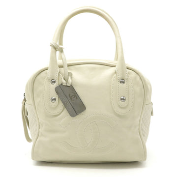 CHANEL here mark handbag leather ivory