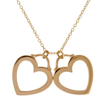 TIFFANY Sentimental Double Heart Necklace 18K K18 Pink Gold Women's &Co.