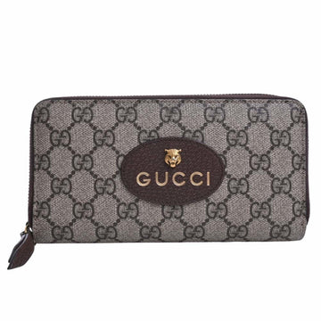 GUCCI Neo Vintage GG Supreme Round Zipper Long Wallet 473953 Beige/Brown Women's