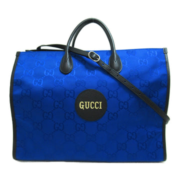 GUCCI 2way tote bag Blue leather Nylon 630353