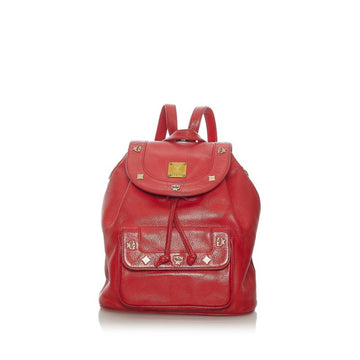 MCM Rucksack Backpack Red Leather Ladies