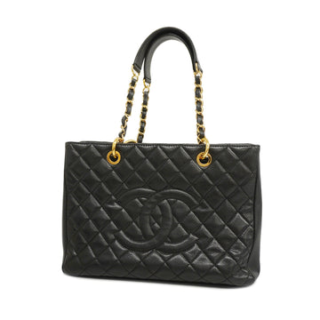 CHANELAuth  Matelasse Chain Shoulder Women's Caviar Leather Tote Bag Black