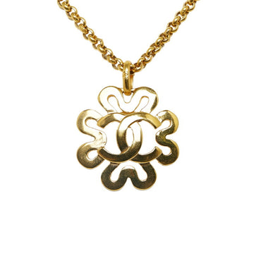 CHANEL Cocomark Clover Necklace Gold Plated Ladies