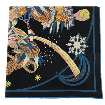 HERMES scarf Navy silk