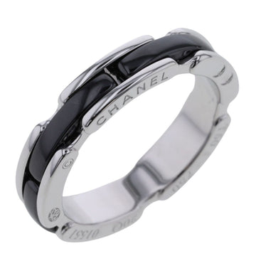 CHANEL Ring Ultra J3092 K18 White Gold Ceramic No. 10 Black Women's