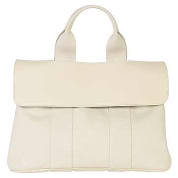 HERMES Valparaiso PM Handbag L stamp [manufactured in 2008] Tote bag Toile Chevron Leather Ivory