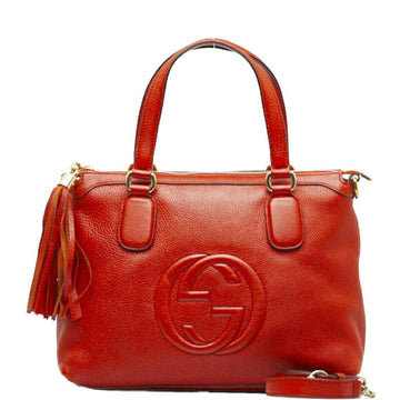 GUCCI Soho Interlocking G Handbag Shoulder Bag 308362 Orange Leather Ladies