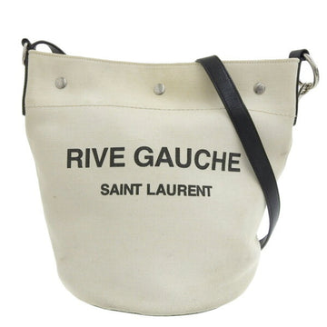 SAINT LAURENT Rive Gauche Canvas Leather Shoulder Bag 669299 Natural Black Ladies