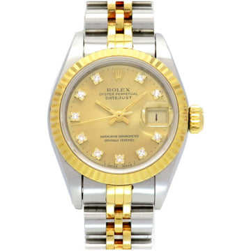 Rolex Datejust 10P Diamond 69173G Automatic Watch K18YG Yellow Gold/SS/Diamond Gold Dial
