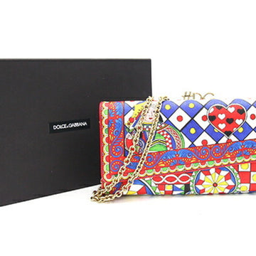 DOLCE & GABBANA Clutch Bag ST.DAUPHINE STAMPATA Multicolor Leather Chain Shoulder Long Wallet Queen Ladies Gama Mouth DOLCE GABBANA