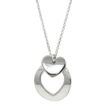 TIFFANY Stencil Heart Necklace Silver Ag 925 &Co. Double Women's Pendant