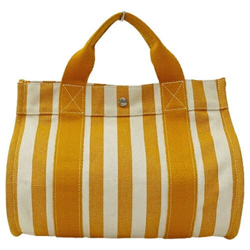 HERMES Bag Ladies Tote Handbag Cannes PM Yellow White Stripe