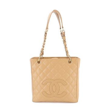 Chanel matelasse chain PST tote bag caviar skin beige A20994 gold metal fittings Tote Bag