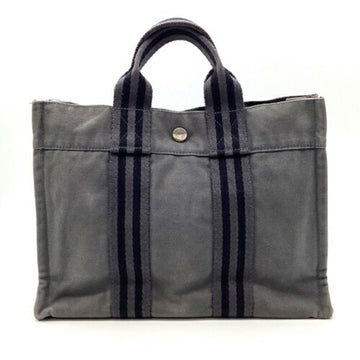 HERMES Fool Toe PM Tote Bag Handheld Gray Canvas Ladies Men's Fashion USED