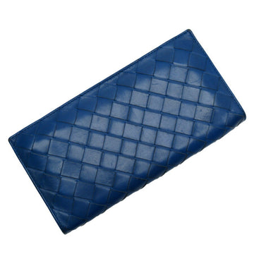 BOTTEGA VENETA round wallet intrecciato blue leather