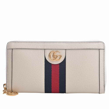 GUCCI Ophidia GG Marmont Leather Sherry Zip Around Long Wallet 523154 White