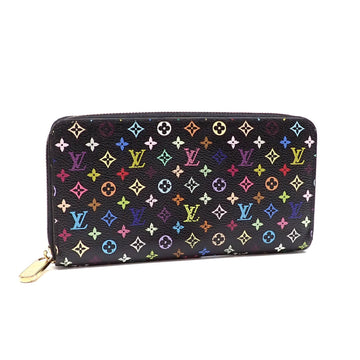 LOUIS VUITTON Round Long Wallet Monogram Multicolor Zippy Women's M60243 Noir Grenade Black Pink