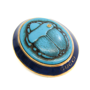 GUCCI Scarab GG Logo Metal Brooch Light Blue