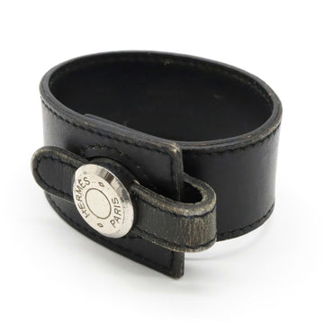 HERMES Serie Bracelet Bangle Box Calf Leather Black M Size E Stamp