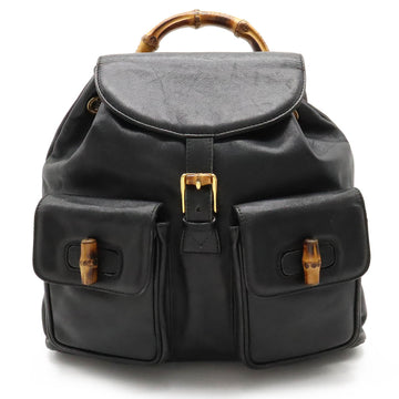 GUCCI Bamboo Rucksack Backpack Leather Black 003.2058.0016