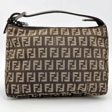 FENDI Pouch Bag Zucchino Zucca Brown Beige Canvas x Leather Ladies