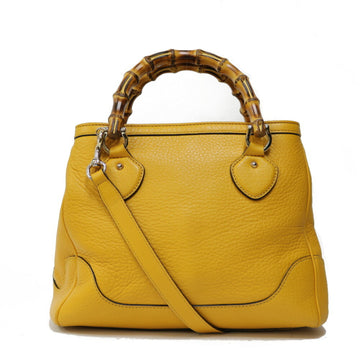 GUCCI Shoulder Bag Leather Yellow Women's