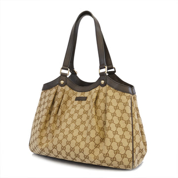 GUCCIAuth  388919 Women's GG Canvas Handbag,Tote Bag Beige,Brown Gold Metal