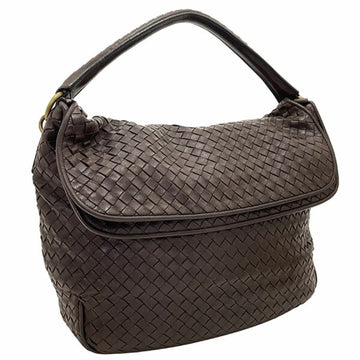 Bottega Veneta shoulder bag intrecciato one lambskin dark brown 174741 BOTTEGA VENETA mesh leather handbag