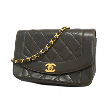 Chanel Matelasse Diana Flap Single Chain Women's Leather Shoulder Bag Black