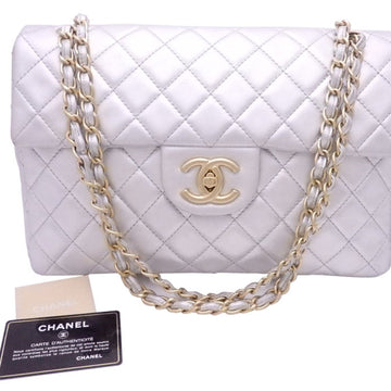 Chanel Shoulder Bag Matrasse Silver Leather Chain Ladies