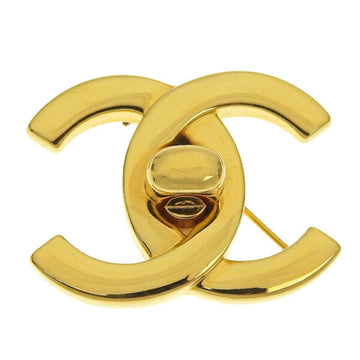 CHANEL Coco Mark Turnlock Brooch Gold Ladies