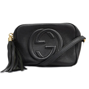 GUCCIAuth  Soho Shoulder Bag 308364 Women's Leather Shoulder Bag Black