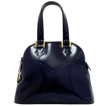 YVES SAINT LAURENT handbag navy gold leather GP  YSL charm