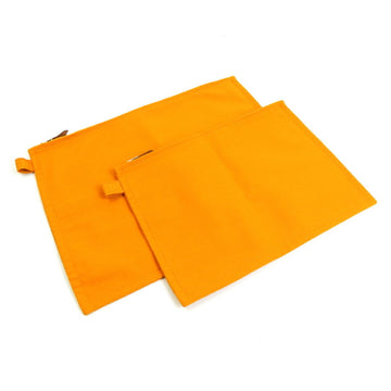 HERMES Pouch Multi Case Bora 2 Piece Set Cotton Orange Unisex e55792a