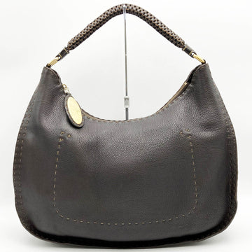 FENDI Selleria Shoulder Bag One Handle Hobo Brown Leather Ladies Fashion N°49-30 USED