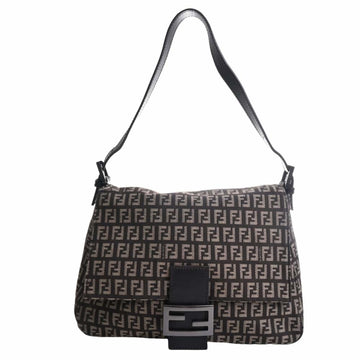 FENDI Zucchino Canvas Mamma Bucket Shoulder Bag 8BR001 Brown Women's