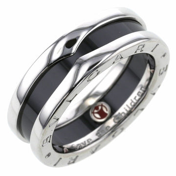 Bvlgari Ring Save the Children Charity Width about 7mm Silver 925 Black Ceramic Upper No. 10.5-Lower 12 Women's BVLGARI