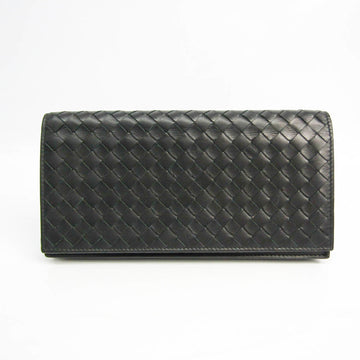 Bottega Veneta Intrecciato Men's Leather Long Wallet (bi-fold) Black