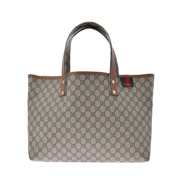 Gucci GG Plus Sherry Line Handbag Beige/Brown 211134 Ladies Supreme Canvas Leather Tote Bag