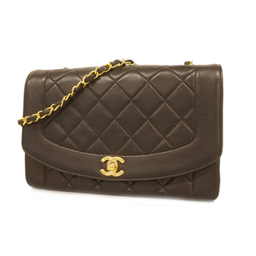 Chanel Shoulder Bag Matelasse Diana Flap Single Chain Lambskin Black Gold metal