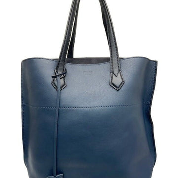 Fendi All In Shopping Tote Bag Leather Navy Dark Blue 8BH260 Women's Men's A4 Handbag Shoulder Black Logo