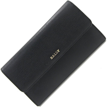 BALLY tri-fold long wallet black leather men's