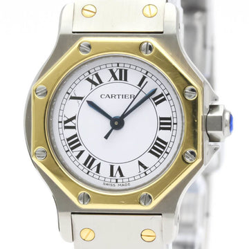 Polished CARTIER Santos Octagon 18K Gold Steel Automatic Ladies Watch BF552818