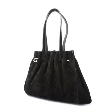 Salvatore Ferragamo Gancini 2WAY Bag Women's Suede Handbag Black