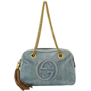 Gucci Bag Ladies Shoulder Chain Tote Soho 308983 Light Blue