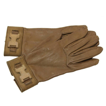 HERMES Gloves Leather Brown