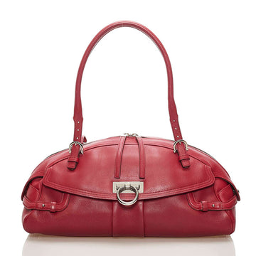 Salvatore Ferragamo Gancini Handbag AB-21 5815 Red Leather Ladies