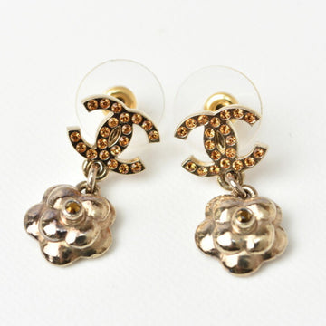 CHANEL earrings  CC here mark camellia swing gold orange