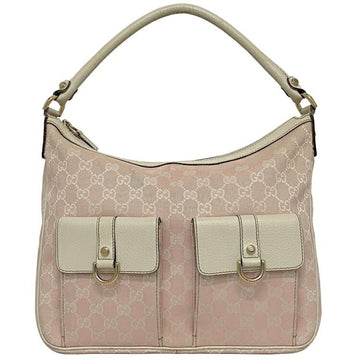 Gucci Bag Pink White Abbey 153025 Canvas Leather GUCCI Ladies GG