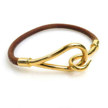 HERMES Bracelet Jumbo Leather/Metal Brown/Gold Ladies